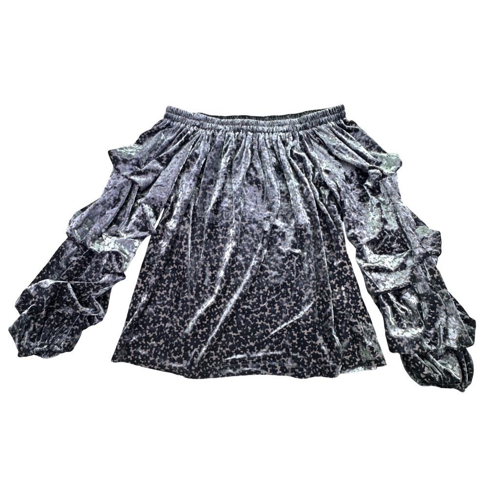 Easel Los Angeles Women's Velvet Leopard Off The Shoulder Top Size‎ Small